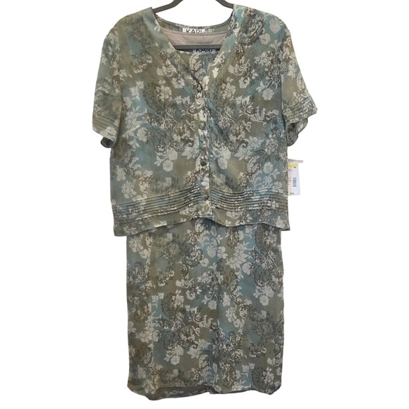KARI New York Dresses & Skirts - Kari New York Women's 2PC Floral Dress Suit Set Size 16 Blue Green Career